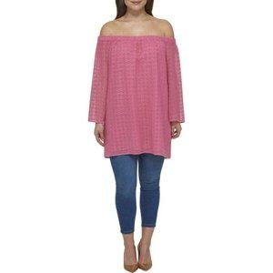 "TOMMY HILFIGER" PEONY OFF-SHOULDER PEASANT BOHO EYELET TOP BLOUSE SIZE: 1X NWT